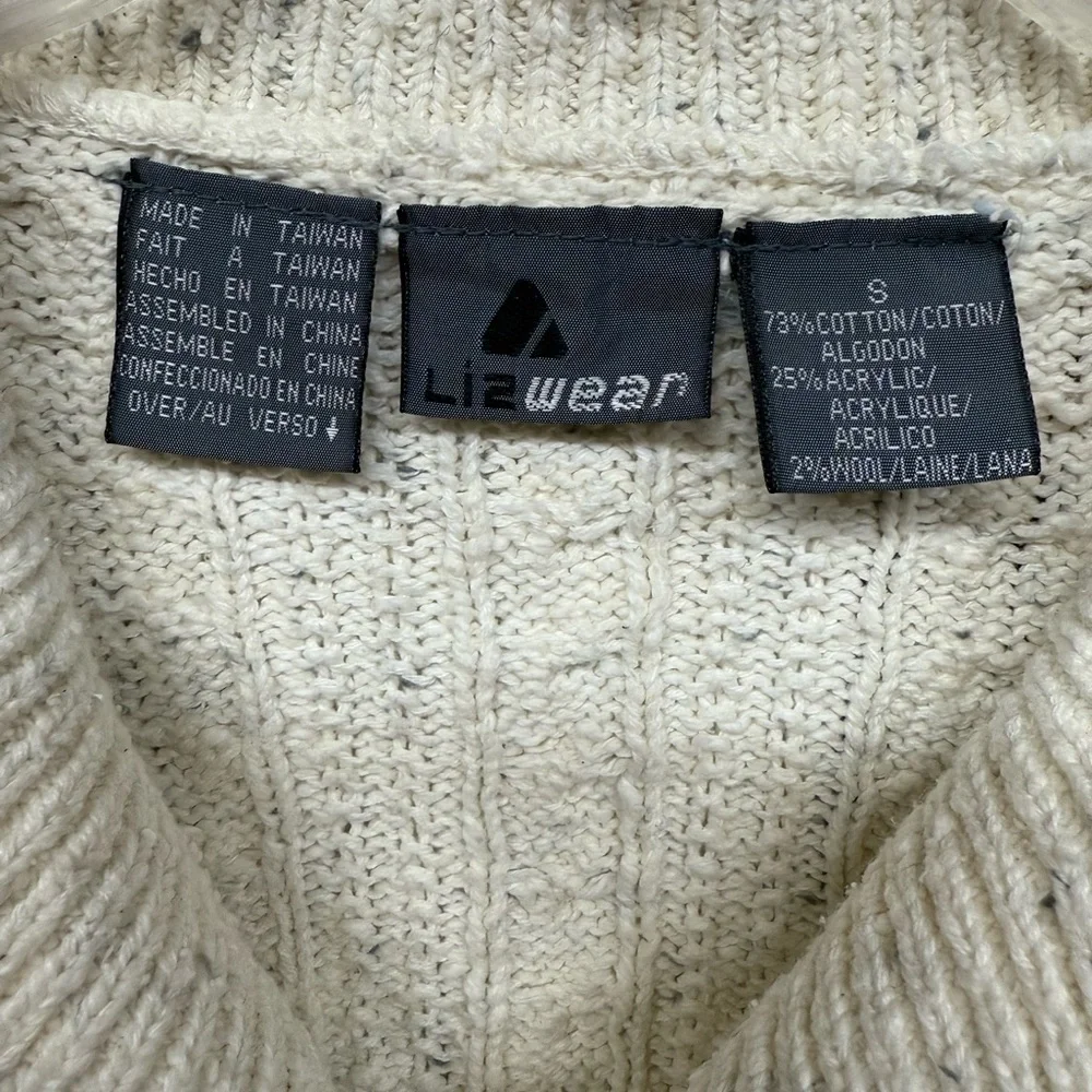 Vintage 90s Lizwear Coastal Cable Knit Cardigan, Size Small - Picture 4 of 10